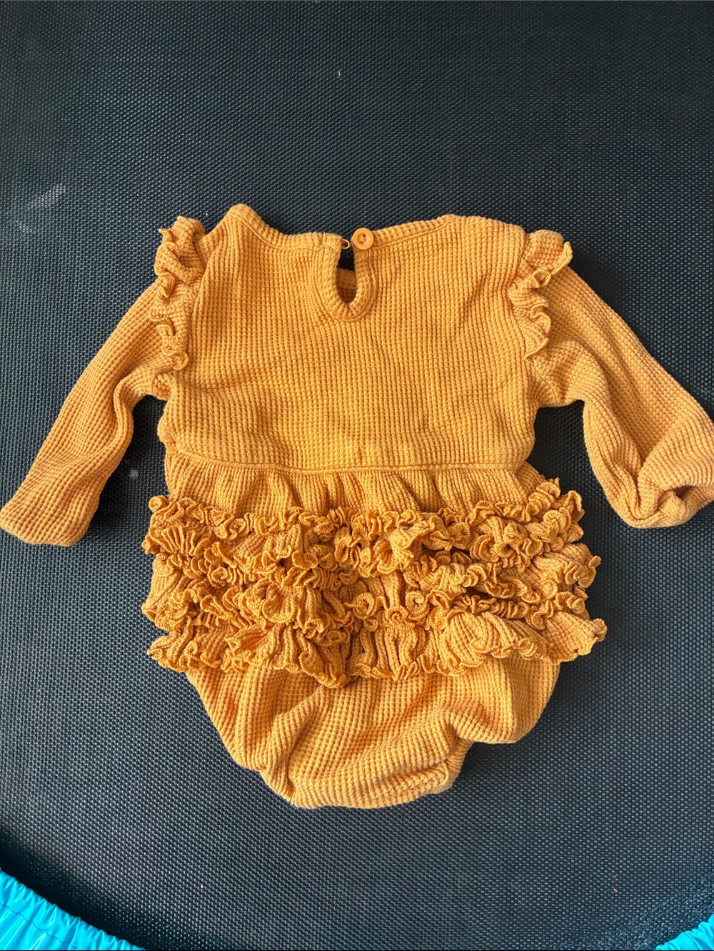 RuffleButts Knit Baby Romper in Mustard